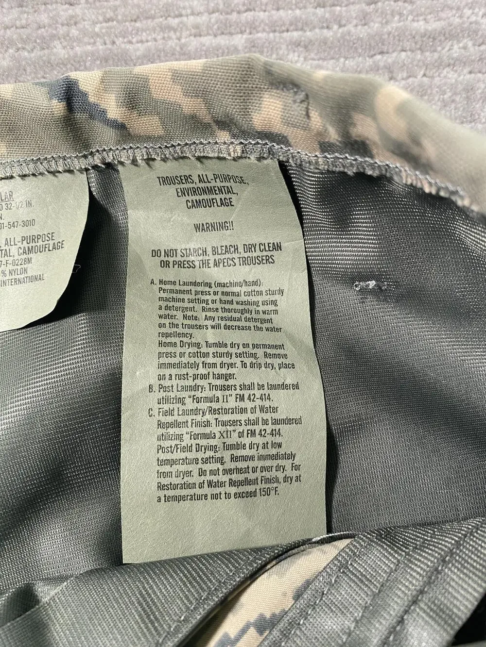Propper APECS Pants Mens 34x30 Green ABU Camo Cargo Ankle Zip Nylon Military